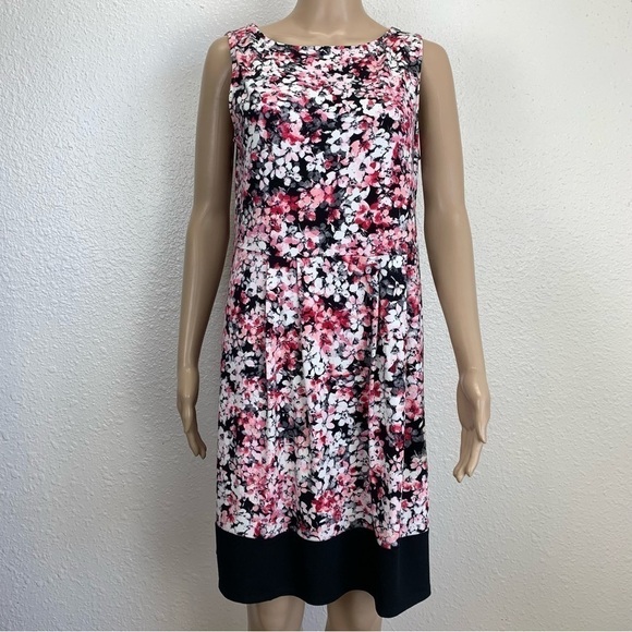 J.Jill Wearever dress liberty Floral Sleeveless pink black soft jersey knit - Picture 1 of 6